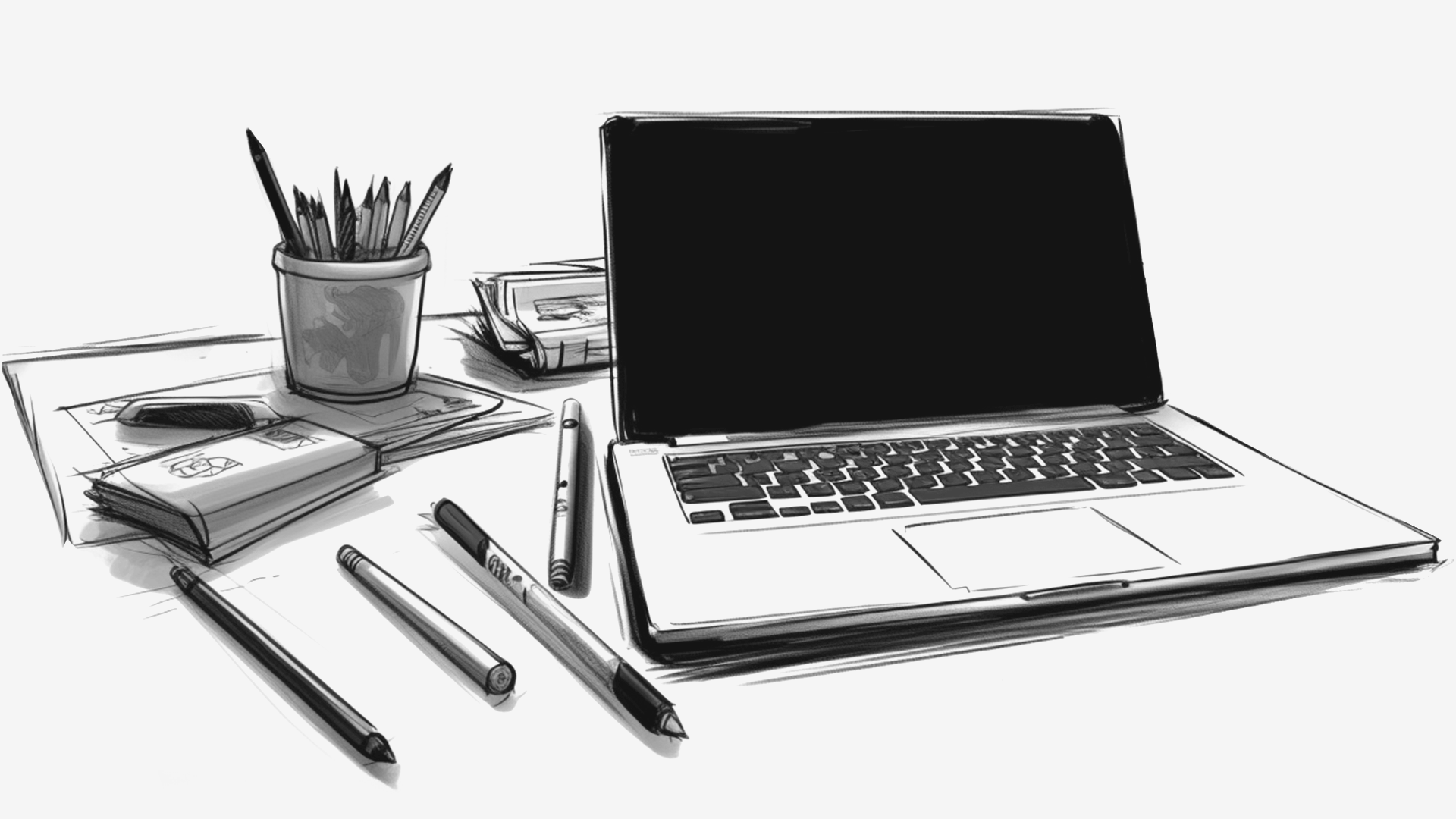 Storyboard Sketch of an old classic typewriter.